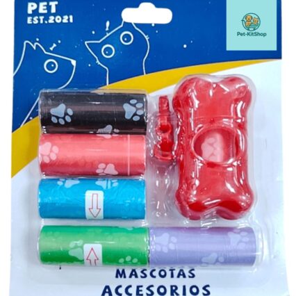Dispensador con 6 rollos de bolsa para mascota